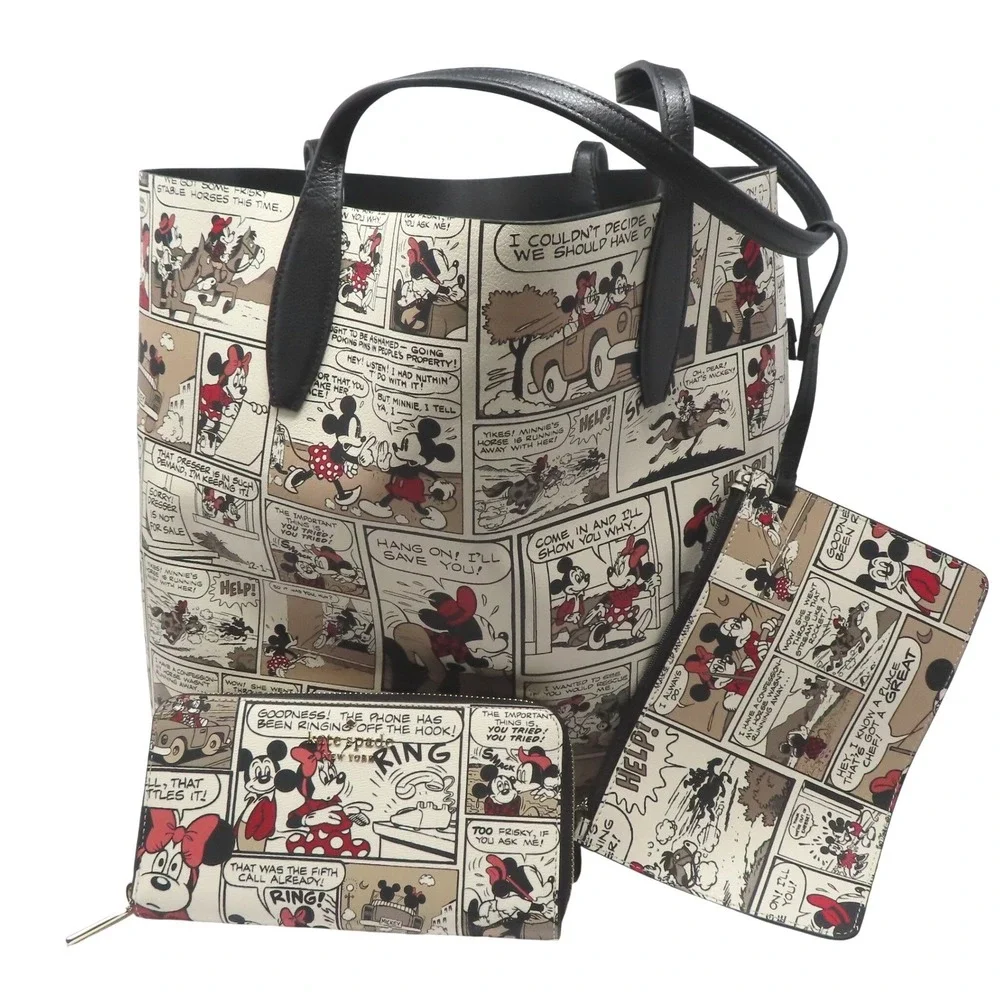 Kate Spade Disney Minnie Comic Reversible Tote Wallet Set NWT RARE LTD